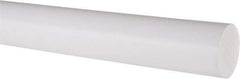 Made in USA - 2' Long, 1-1/2" Diam, PTFE (Virgin) Plastic Rod - White - USA Tool & Supply