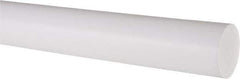 Made in USA - 4' Long, 1-1/2" Diam, PTFE (Virgin) Plastic Rod - White - USA Tool & Supply