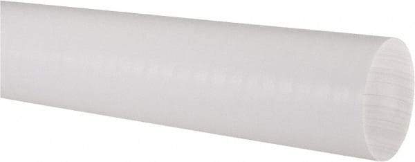 Made in USA - 2' Long, 2" Diam, PTFE (Virgin) Plastic Rod - White - USA Tool & Supply