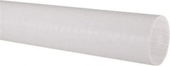 Made in USA - 2' Long, 2" Diam, PTFE (Virgin) Plastic Rod - White - USA Tool & Supply