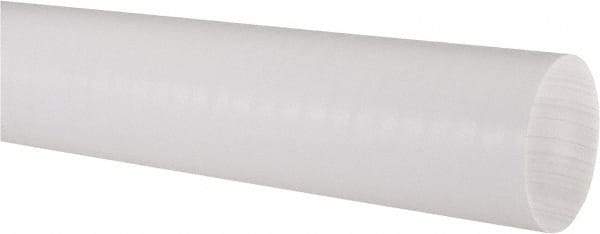 Made in USA - 4' Long, 2" Diam, PTFE (Virgin) Plastic Rod - White - USA Tool & Supply