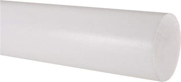 Made in USA - 1' Long, 2-1/2" Diam, PTFE (Virgin) Plastic Rod - White - USA Tool & Supply