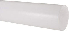 Made in USA - 1' Long, 2-1/2" Diam, PTFE (Virgin) Plastic Rod - White - USA Tool & Supply