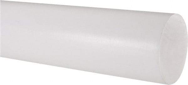 Made in USA - 2' Long, 2-1/2" Diam, PTFE (Virgin) Plastic Rod - White - USA Tool & Supply