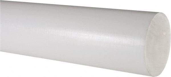 Made in USA - 3' Long, 2-1/2" Diam, PTFE (Virgin) Plastic Rod - White - USA Tool & Supply