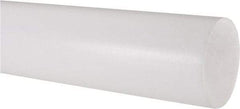 Made in USA - 4' Long, 2-1/2" Diam, PTFE (Virgin) Plastic Rod - White - USA Tool & Supply