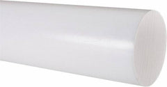 Made in USA - 1' Long, 3" Diam, PTFE (Virgin) Plastic Rod - White - USA Tool & Supply