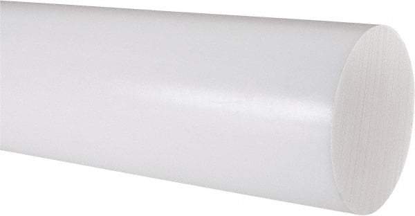 Made in USA - 2' Long, 3" Diam, PTFE (Virgin) Plastic Rod - White - USA Tool & Supply