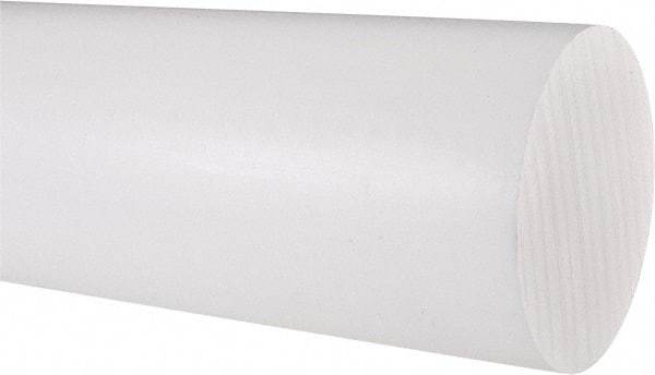 Made in USA - 1' Long, 3-1/2" Diam, PTFE (Virgin) Plastic Rod - White - USA Tool & Supply