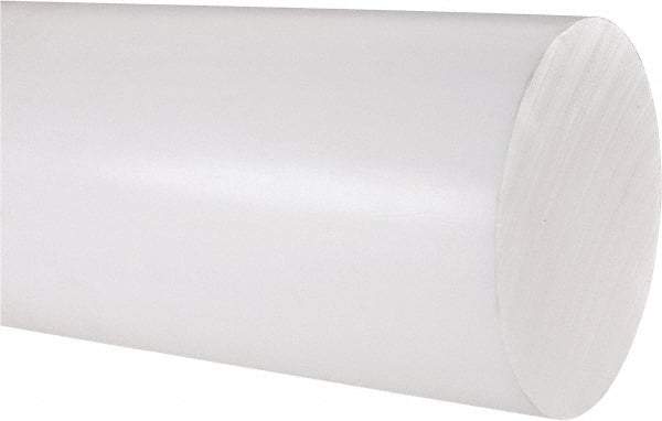Made in USA - 1' Long, 4" Diam, PTFE (Virgin) Plastic Rod - White - USA Tool & Supply