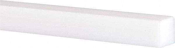 Made in USA - 6 Ft. Long x 1/4 Inch Wide x 1/4 Inch High, Virgin PTFE, Square Plastic Bar - White, +0.030 - 0.000 Tolerance - USA Tool & Supply