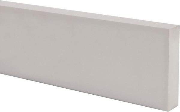 Made in USA - 1 Ft. Long x 4 Inch Wide x 1 Inch High, Virgin PTFE, Rectangular Plastic Bar - White, +/- 0.060 Tolerance - USA Tool & Supply