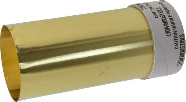 Made in USA - 5 Ft. Long x 6 Inch Wide x 0.001 Inch Thick, Roll Shim Stock - Brass - USA Tool & Supply