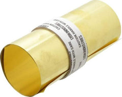 Made in USA - 5 Ft. Long x 6 Inch Wide x 0.002 Inch Thick, Roll Shim Stock - Brass - USA Tool & Supply