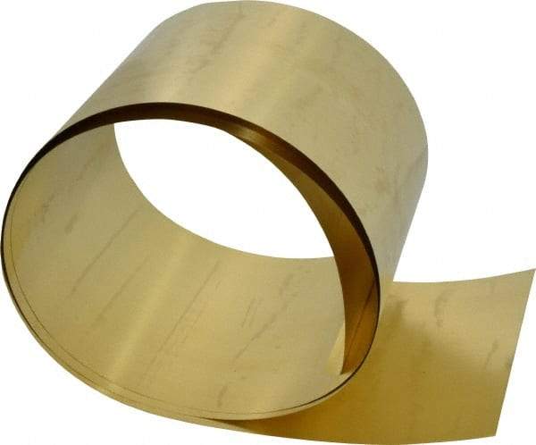 Made in USA - 5 Ft. Long x 6 Inch Wide x 0.005 Inch Thick, Roll Shim Stock - Brass - USA Tool & Supply