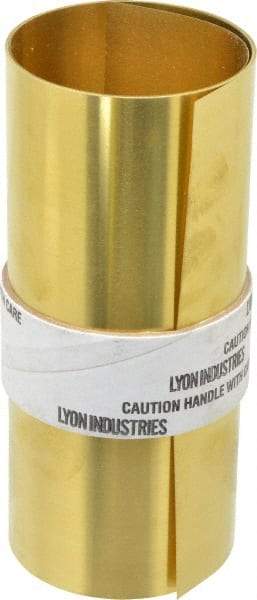 Made in USA - 5 Ft. Long x 6 Inch Wide x 0.007 Inch Thick, Roll Shim Stock - Brass - USA Tool & Supply