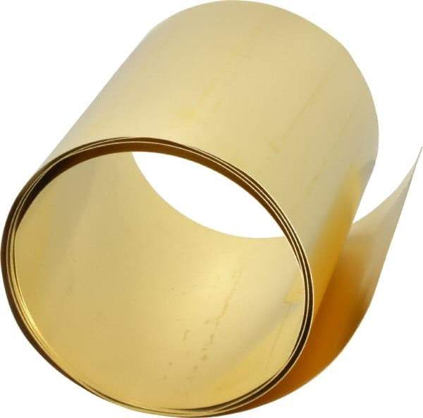 Made in USA - 5 Ft. Long x 6 Inch Wide x 0.01 Inch Thick, Roll Shim Stock - Brass - USA Tool & Supply