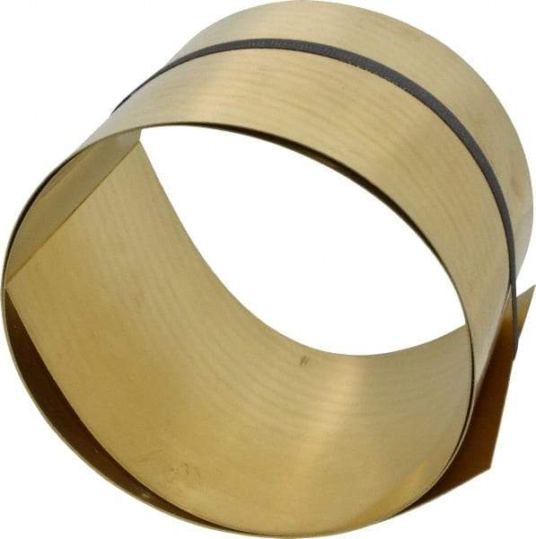 Made in USA - 5 Ft. Long x 6 Inch Wide x 0.031 Inch Thick, Roll Shim Stock - Brass - USA Tool & Supply