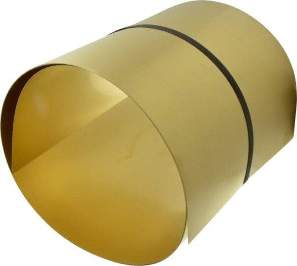 Made in USA - 10 Ft. Long x 12 Inch Wide x 0.015 Inch Thick, Roll Shim Stock - Brass - USA Tool & Supply