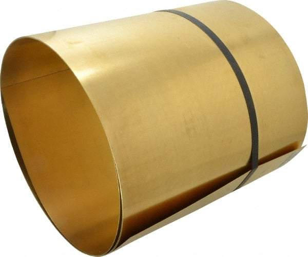 Made in USA - 10 Ft. Long x 12 Inch Wide x 0.02 Inch Thick, Roll Shim Stock - Brass - USA Tool & Supply