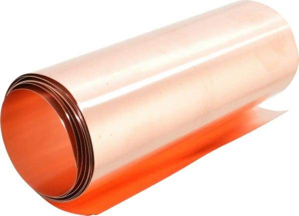 Made in USA - 4 Piece, 50 Inch Long x 6 Inch Wide x 0.001 to 0.01 Inch Thick, Assortment Roll Shim Stock - Copper, 0.001 to 0.01 Inch Thick - USA Tool & Supply