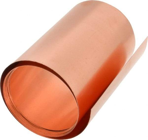 Made in USA - 100 Inch Long x 6 Inch Wide x 0.008 Inch Thick, Roll Shim Stock - Copper - USA Tool & Supply