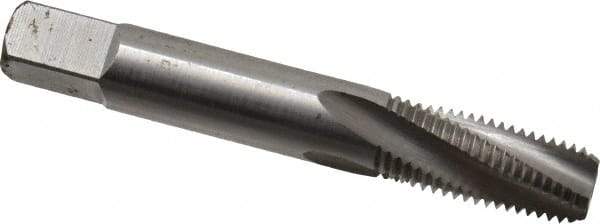 Balax - 1/16-27 NPT, 15° Helix, 4 Flutes, Bottoming Chamfer, Bright Finish, Cobalt, Spiral Flute Pipe Tap - Right Hand Flute, 5/16" Shank Diam, 11/16" Thread Length, 0.222-0.259" Projection, 3/8" Square Size, - Exact Industrial Supply