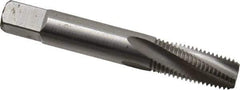 Balax - 1/16-27 NPT, 15° Helix, 4 Flutes, Bottoming Chamfer, Bright Finish, Cobalt, Spiral Flute Pipe Tap - Right Hand Flute, 5/16" Shank Diam, 11/16" Thread Length, 0.222-0.259" Projection, 3/8" Square Size, - Exact Industrial Supply