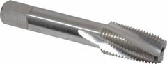 Balax - 1/8-27 NPT, 15° Helix, 4 Flutes, Bottoming Chamfer, Bright Finish, Cobalt, Spiral Flute Pipe Tap - Right Hand Flute, 5/16" Shank Diam, 3/4" Thread Length, 0.222-0.259" Projection, 3/8" Square Size, - Exact Industrial Supply