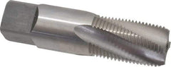 Balax - 3/8-18 NPT, 15° Helix, 4 Flutes, Bottoming Chamfer, Bright Finish, Cobalt, Spiral Flute Pipe Tap - Right Hand Flute, 0.7" Shank Diam, 1-1/16" Thread Length, 0.333-0.389" Projection, 1/2" Square Size, - USA Tool & Supply