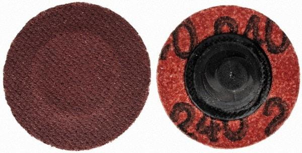 Merit Abrasives - 1" Disc Diam, 240 Grit, Aluminum Oxide Quick Change Disc - Type R Attaching System, Coated, Brown, 40,000 RPM, ALO Series - USA Tool & Supply