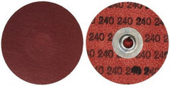 Merit Abrasives - 3" Disc Diam, 240 Grit, Aluminum Oxide Quick Change Disc - Type S Attaching System, Coated, Brown, 20,000 RPM, ALO Series - USA Tool & Supply