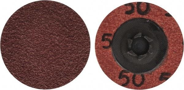 Merit Abrasives - 1-1/2" Disc Diam, 50 Grit, Aluminum Oxide Quick Change Disc - Type P Attaching System, Coated, Brown, 30,000 RPM, ALO Series - USA Tool & Supply