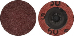 Merit Abrasives - 1-1/2" Disc Diam, 50 Grit, Aluminum Oxide Quick Change Disc - Type P Attaching System, Coated, Brown, 30,000 RPM, ALO Series - USA Tool & Supply