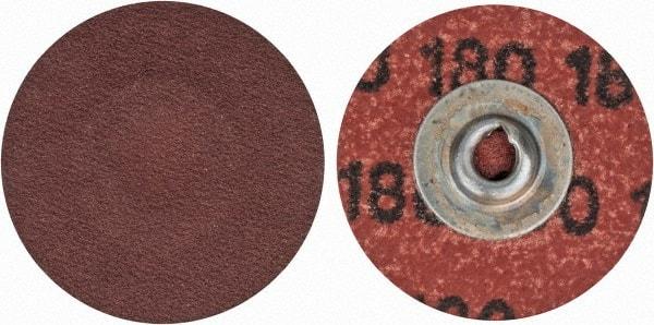 Merit Abrasives - 1-1/2" Disc Diam, 180 Grit, Aluminum Oxide Quick Change Disc - Type S Attaching System, Coated, Brown, 30,000 RPM, ALO Series - USA Tool & Supply