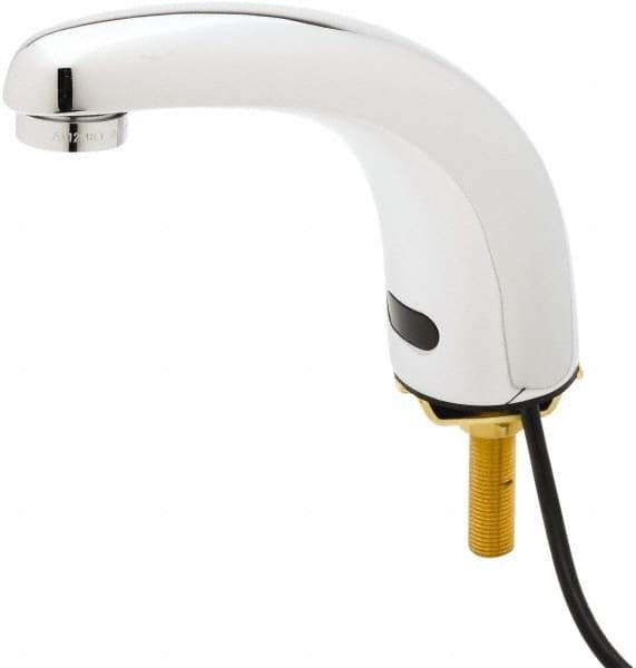 T&S Brass - Deck Mounted Single Hole Electronic User Adjustable Temperature Control Mixer Faucet - Powered by 120 Volt AC/DC, 5" Cast Spout, Single Hole Mounting Centers - USA Tool & Supply