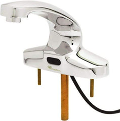 T&S Brass - Deck Plate Mounted Electronic User Adjustable Temperature Control Mixer Faucet - Powered by 120 Volt AC/DC, 5" Cast Spout, 4" Mounting Centers - USA Tool & Supply