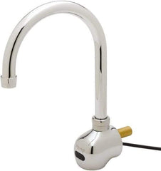 T&S Brass - Wall Mount Electronic User Adjustable Temperature Control Mixer Faucet - Powered by 120 Volt AC/DC, Gooseneck Spout, 6-3/8" Mounting Centers - USA Tool & Supply