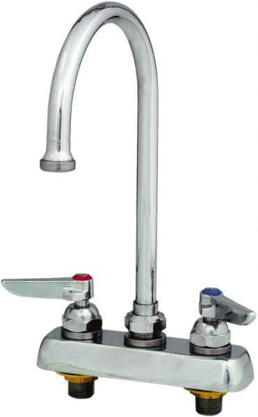 T&S Brass - Standard, 2 Way Design, Deck Mount, Workboard Deck Mount Faucet - 8-3/4 Inch Spout, Lever Handle - USA Tool & Supply