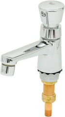 T&S Brass - Push Button Handle, Deck Mounted Bathroom Faucet - Metering Faucet, No Drain, Standard Spout - USA Tool & Supply