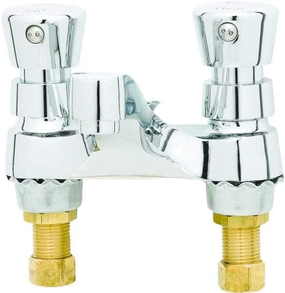 T&S Brass - Push Button Handle, Deck Mounted Bathroom Faucet - Slow Self-Closing Lavatory Faucet, No Drain, Standard Spout - USA Tool & Supply