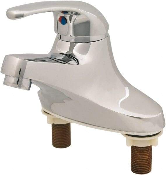 T&S Brass - Straight Handle, Deck Mounted Bathroom Faucet - One Handle, No Drain, Standard Spout - USA Tool & Supply