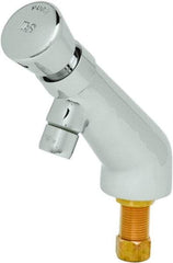 T&S Brass - Push Button Handle, Deck Mounted Bathroom Faucet - One Handle, No Drain, 6 Cast Spout - USA Tool & Supply