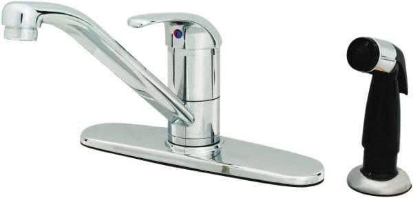 T&S Brass - Faucet Mount, Deck Plate Faucet with Spray - One Handle, Single Handle, High Spout, No Drain - USA Tool & Supply