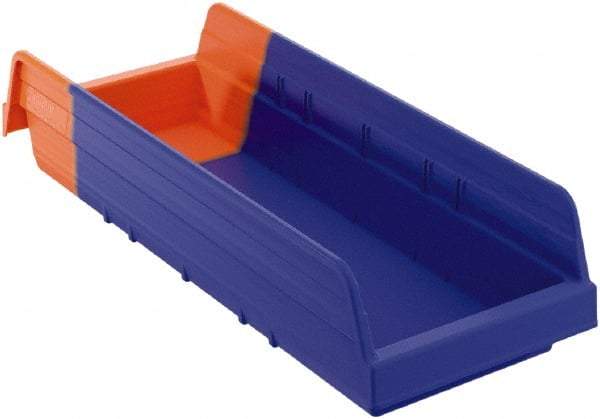 Akro-Mils - 17-7/8" Deep, Blue/Orange Hopper Shelf Bin - 4" High x 6-5/8" Wide x 17-7/8" Long - USA Tool & Supply
