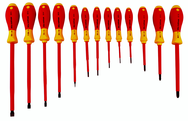 Insulated Slotted Screwdriver 2.0; 2.5; 3.0; 3.5; 4.5; 5.5; 6.5; 8.0; 10.0mm & Phillips # 0; 1; 2; 3. 13 Piece Set - USA Tool & Supply