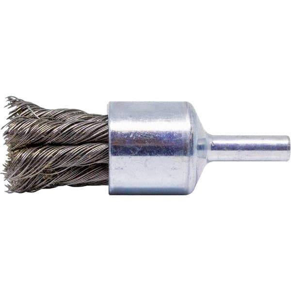 Brush Research Mfg. - 3/4" Brush Diam, Knotted, End Brush - 1/4" Diam Steel Shank, 20,000 Max RPM - USA Tool & Supply