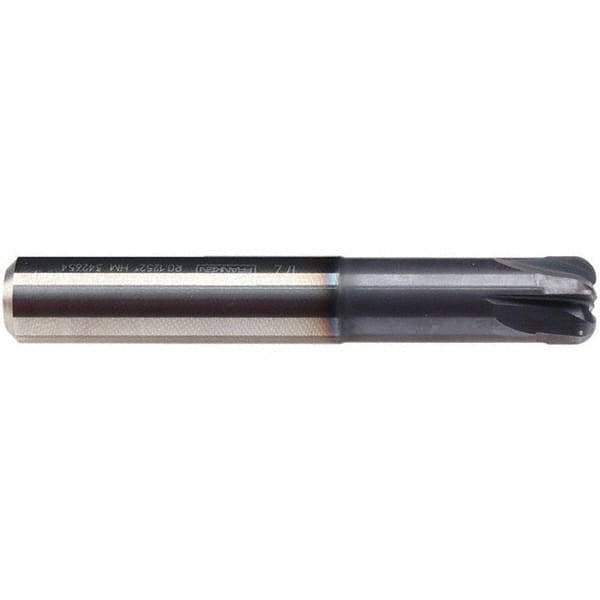 Emuge - 5mm Diam, 3mm LOC, 4 Flute Solid Carbide Roughing & Finishing End Mill - TiAlN Finish, 57mm OAL, 6mm Shank Diam, Cylindrical Shank, 0° Helix, Stub Length - USA Tool & Supply