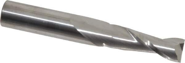 SGS - 21/64", 1" LOC, 3/8" Shank Diam, 2-1/2" OAL, 2 Flute, Solid Carbide Square End Mill - Single End, Uncoated, Spiral Flute, 30° Helix, Centercutting, Right Hand Cut, Right Hand Flute, Series 3 - USA Tool & Supply