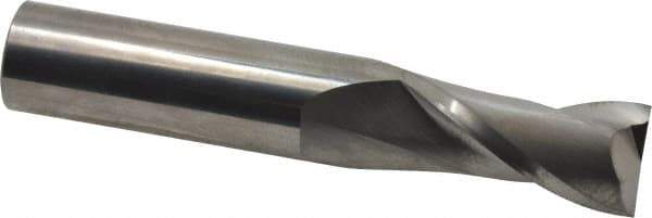 SGS - 5/8", 1-1/4" LOC, 5/8" Shank Diam, 3-1/2" OAL, 2 Flute, Solid Carbide Square End Mill - Single End, Uncoated, Spiral Flute, 30° Helix, Centercutting, Right Hand Cut, Right Hand Flute, Series 3 - USA Tool & Supply